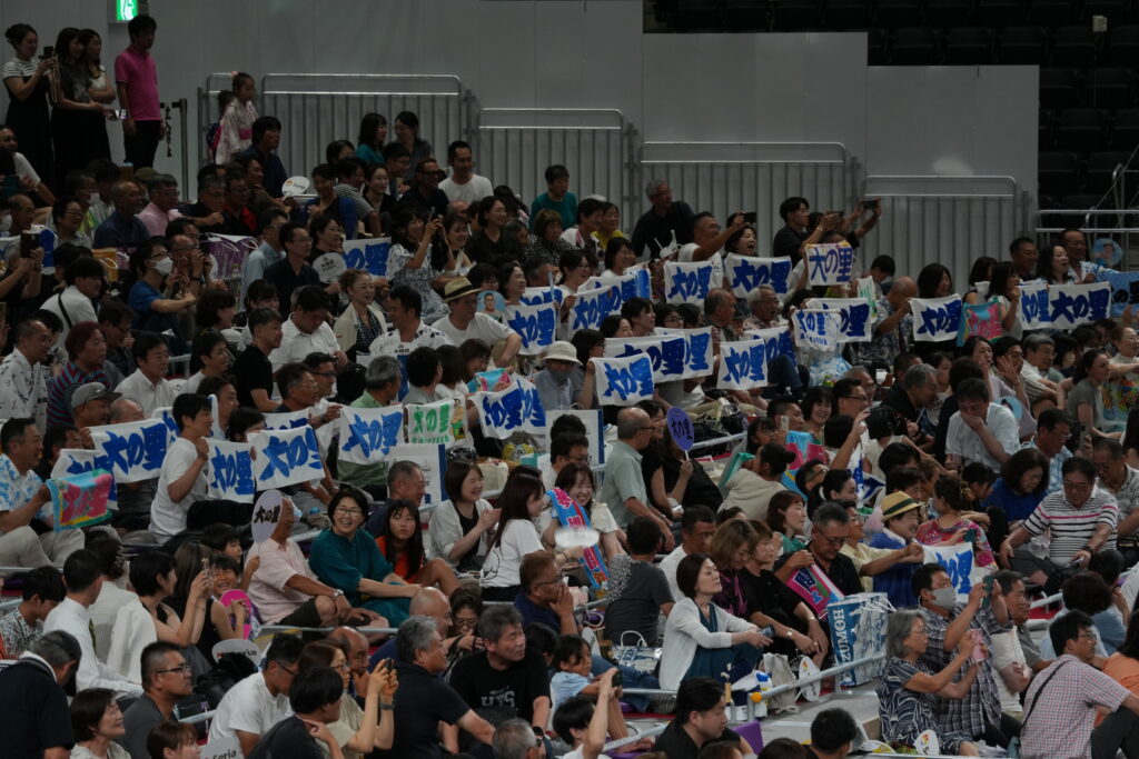 Onosato fans during the July Grand Sumo Tournament in Nagoya